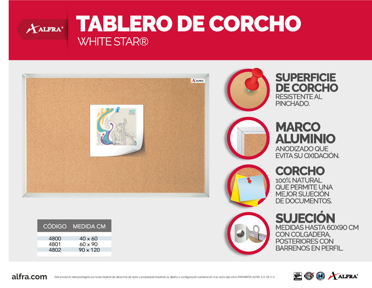Tablero Corcho White Star